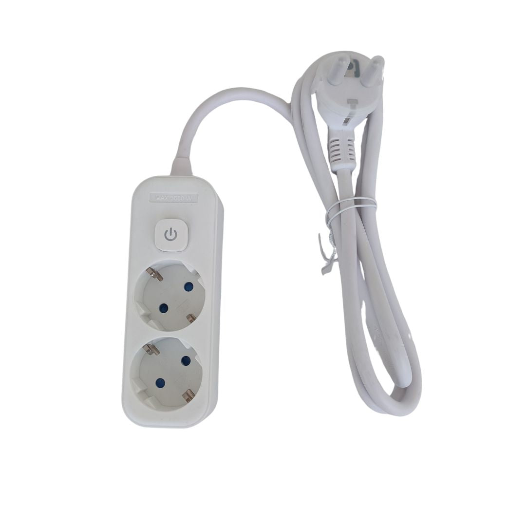 Regleta de Superficie 2 Enchufes con Interruptor y Cable 1,5 m – Blanco o Negro