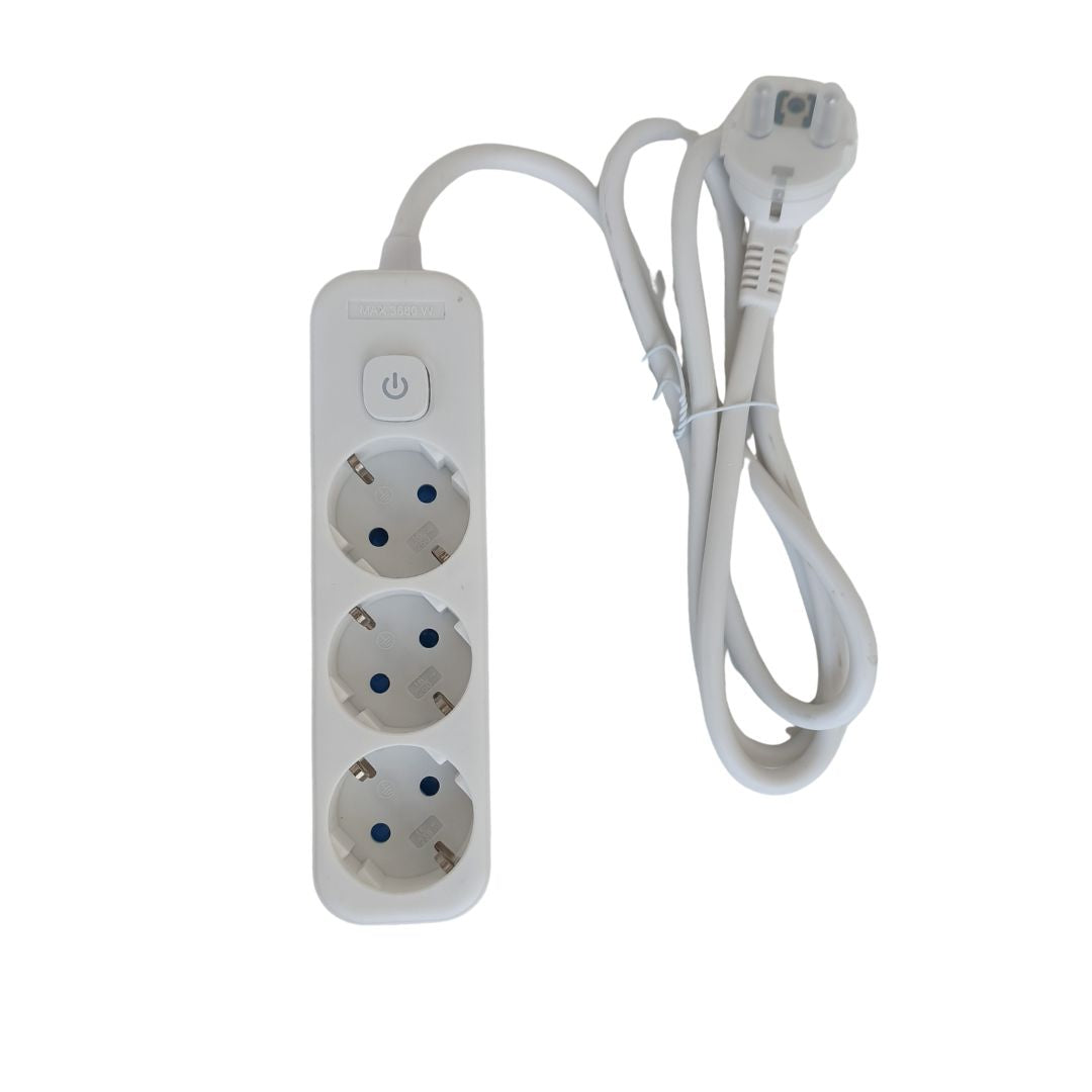 Regleta de Superficie 3 Enchufes con Interruptor y Cable 1,5 m – Blanco o Negro