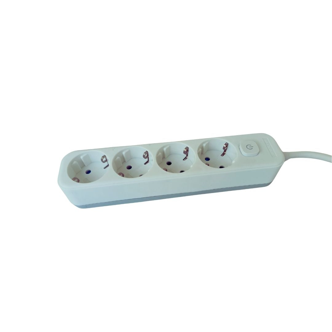 Regleta de Superficie 4 Enchufes con Interruptor y Cable 1,5 m – Blanco o Negro