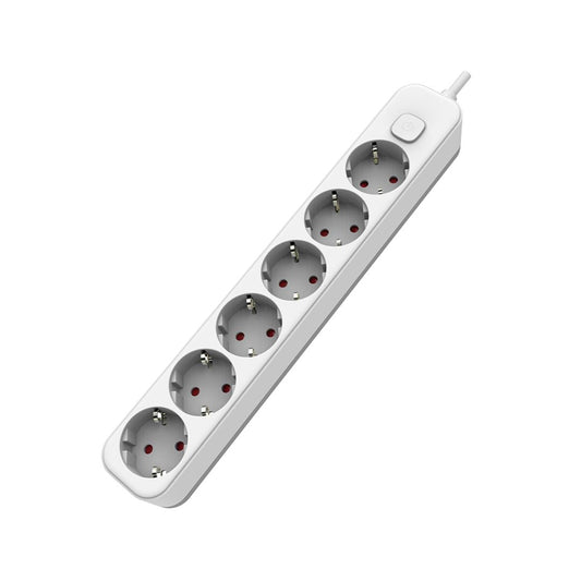 Extensão elétrica com 6 tomadas, tampa, interruptor iluminado e cabo 3x1,5mm