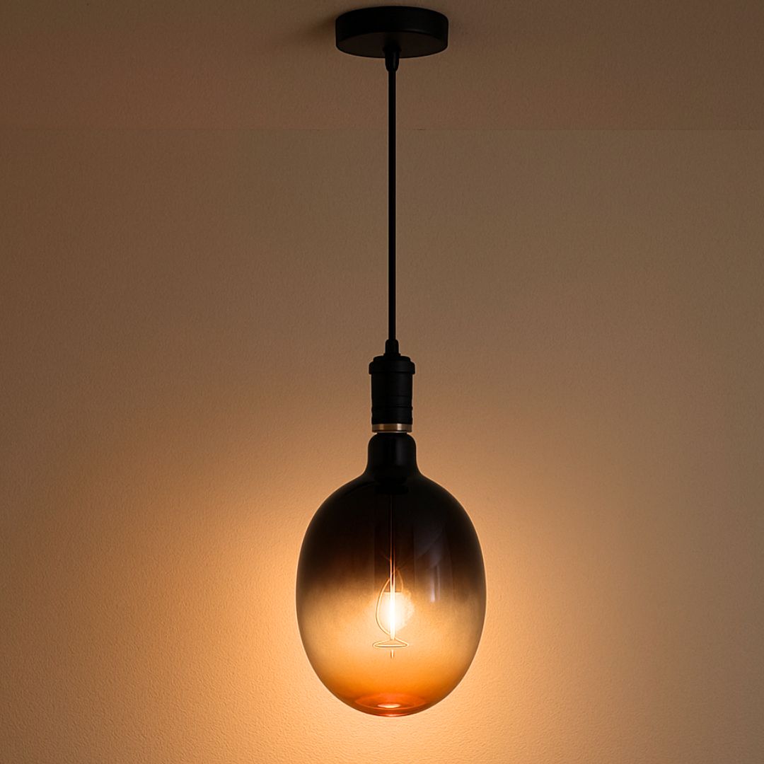 Bombilla Decorativa Filamento Led E27 4w 1800k Óvalo Degradado Negro y Naranja