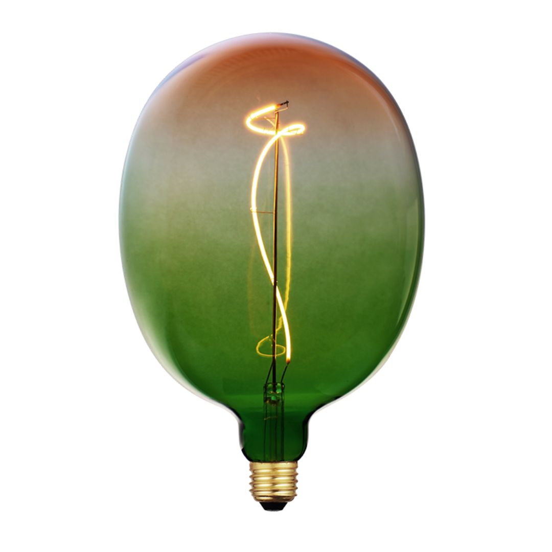 Ampoule Décorative à Filament Led E27 4w 1800k Ovale Dégradé Vert et Orange