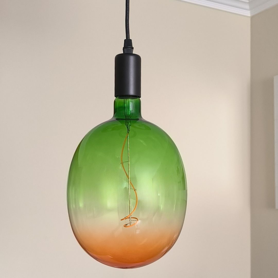 Ampoule Décorative à Filament Led E27 4w 1800k Ovale Dégradé Vert et Orange