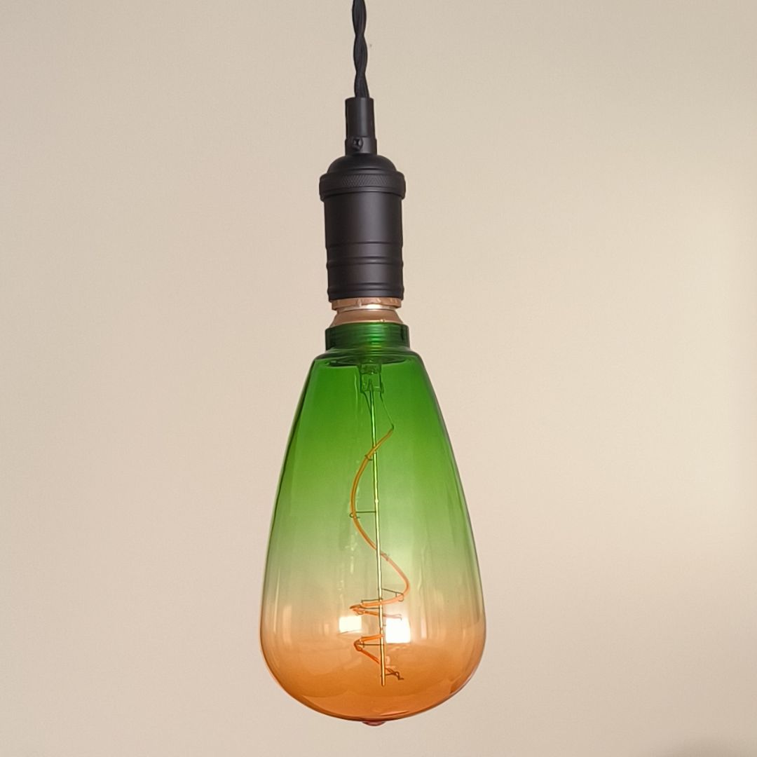 Lâmpada Led Edison Filamento Decorativo E27 4W 1800K Vidro Verde-Laranja