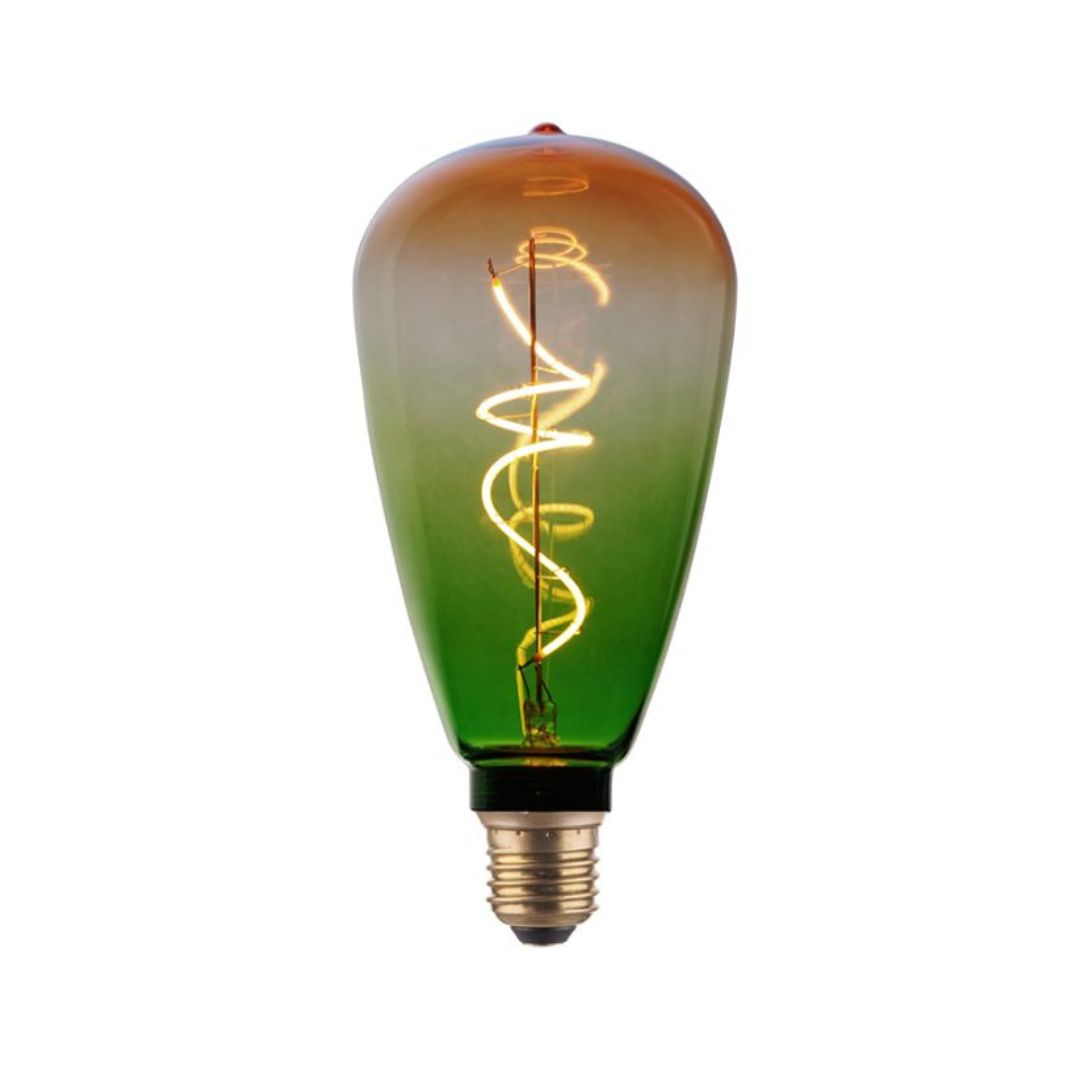 Ampoule Led Edison Décorative à Filament E27 4W 1800K Verre Vert-Orange