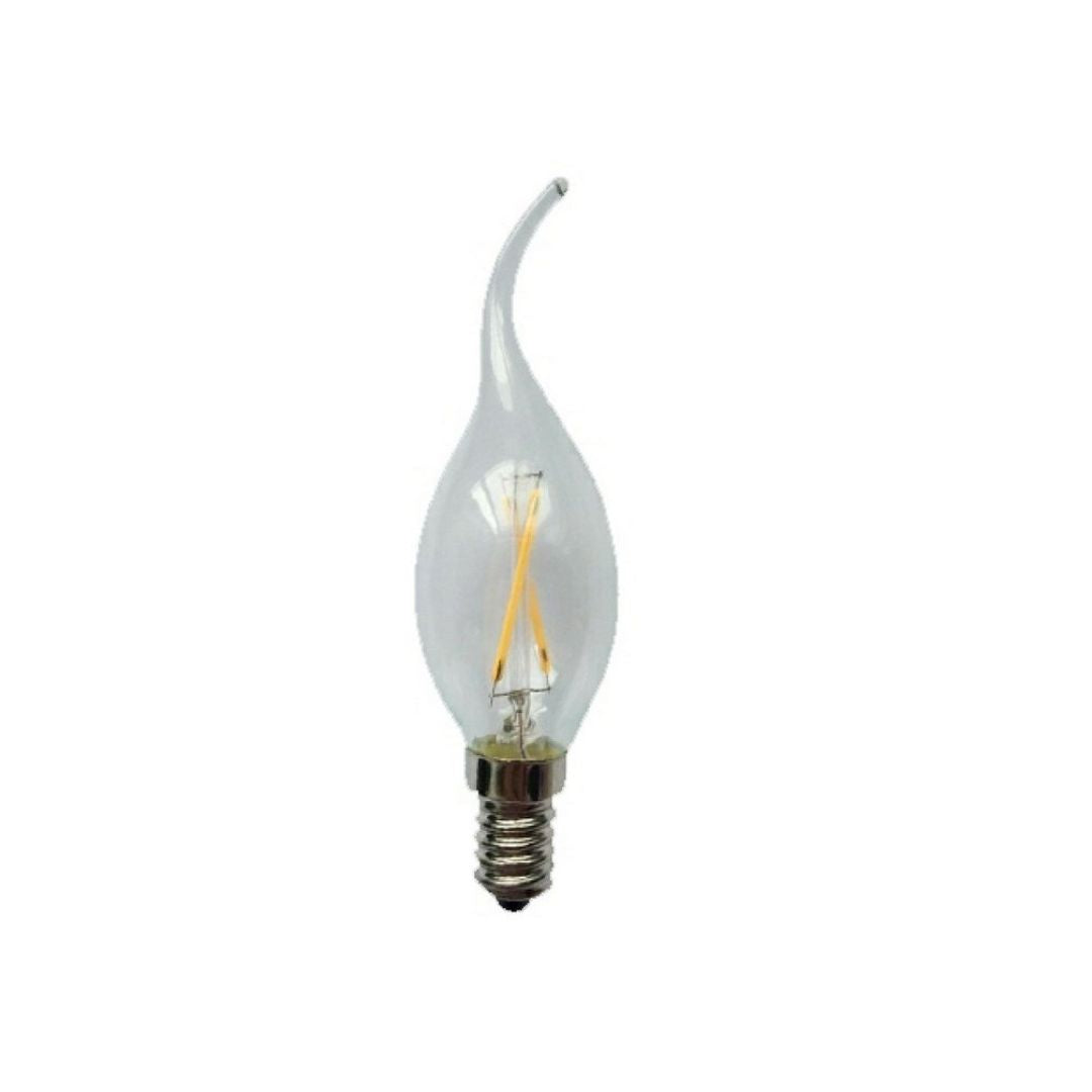 Bombilla Vela Filamento LED E14 4W 2700K con Punta Torcida Cristal Claro