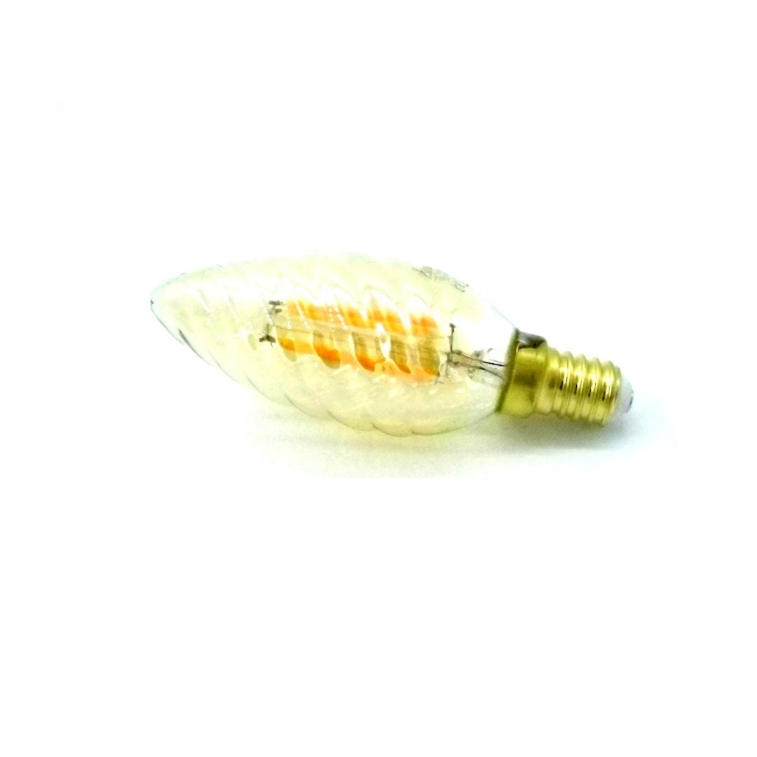 Bombilla Vela LED E14 4W 2200K en Cristal Rizado Dorado