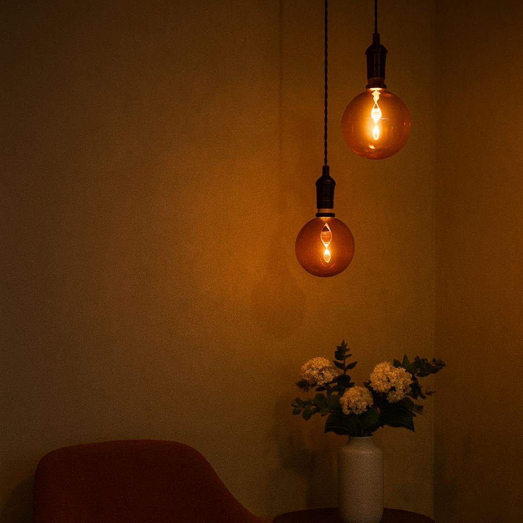 Lâmpada LED decorativa de filamento E27 4w 1800k G125 vidro castanho