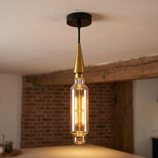 Bombilla Decorativa LED Tubular Grande E27 8W 2200K en cristal dorado