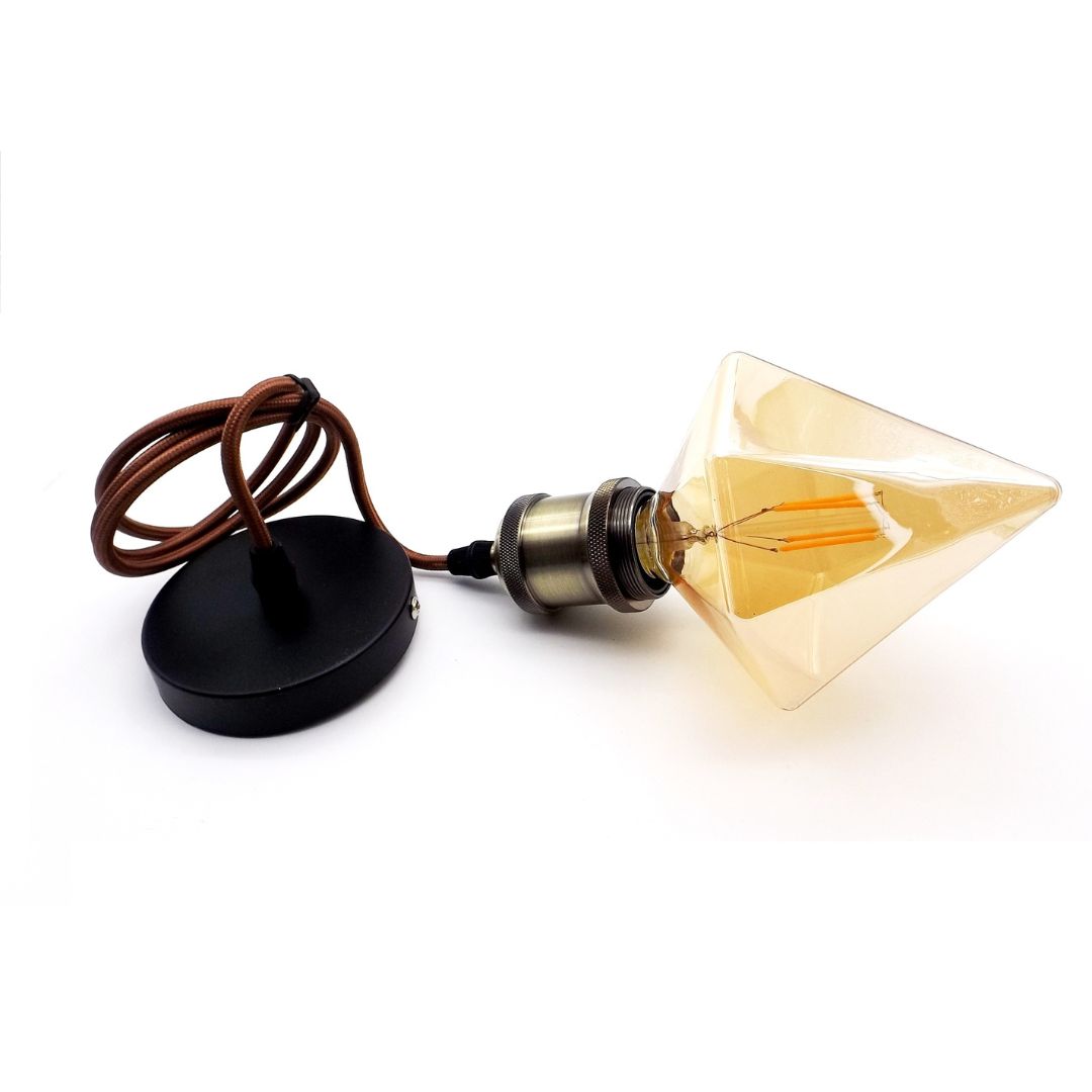 Bombilla Filamento LED E27 4w 2200k Pirámide Cristal Dorado