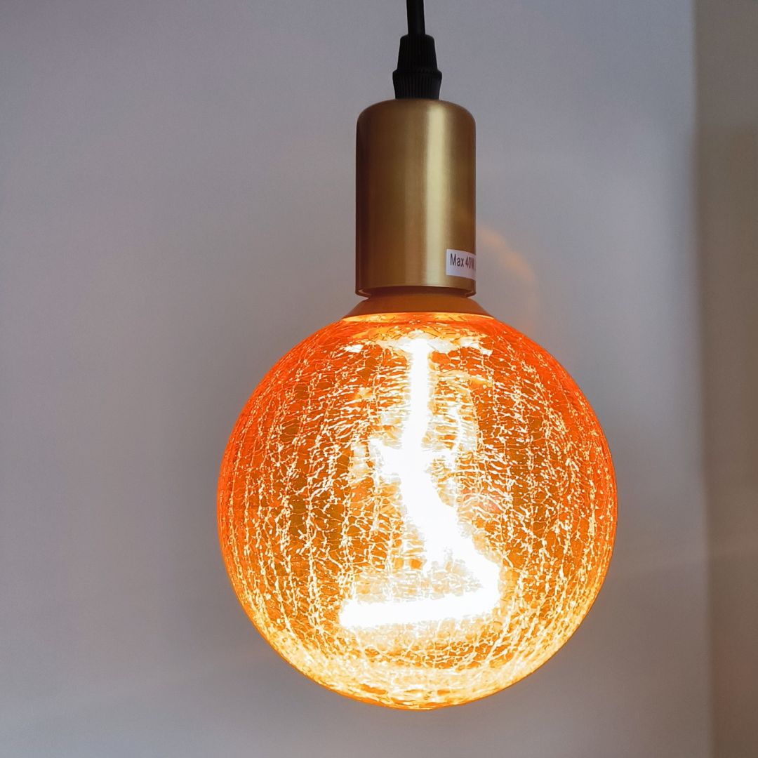 Bombilla LED Globo Craquelada Dorada 3,5W E27 1800K – Luz Cálida Ámbar