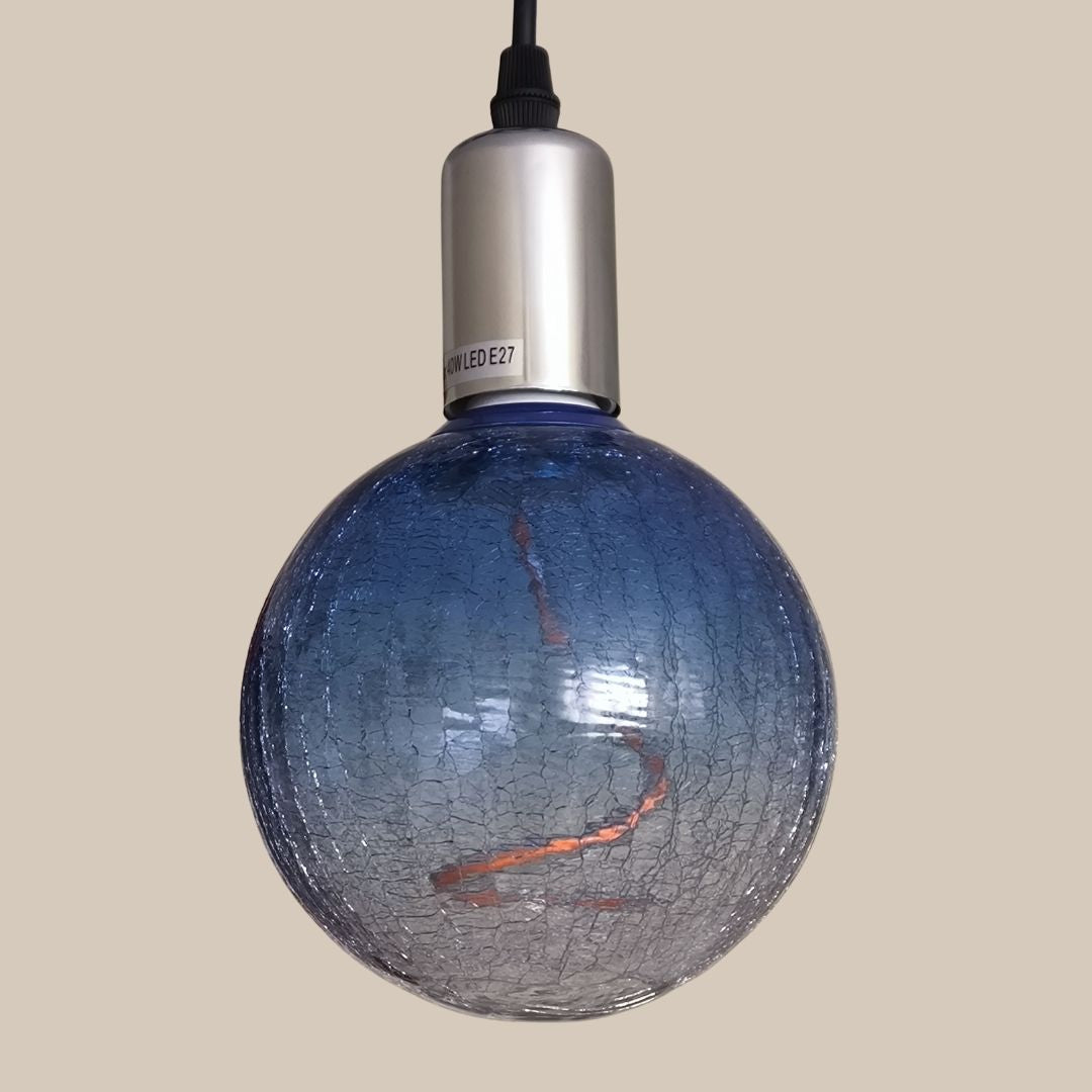 Bombilla LED Globo Craquelada Azul 3,5W E27 1800K – Luz Cálida Ámbar