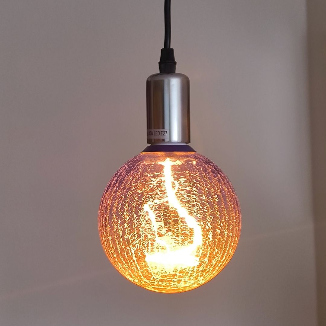 Bombilla LED Globo Craquelada Azul 3,5W E27 1800K – Luz Cálida Ámbar