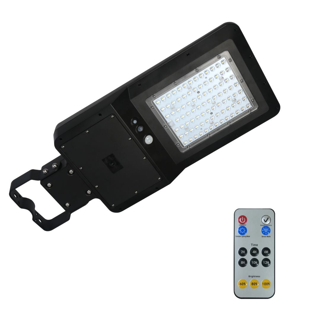 Cabeça de luz de rua LED 40W 6000K com sensor de movimento e crepúsculo, MPPT, IP65