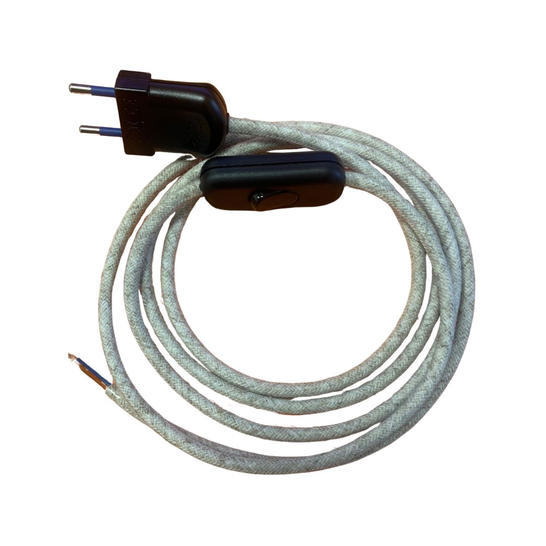 Cable Textil con Interruptor y Clavija, Longitud 2 metros, sección 2 x 0,75mm