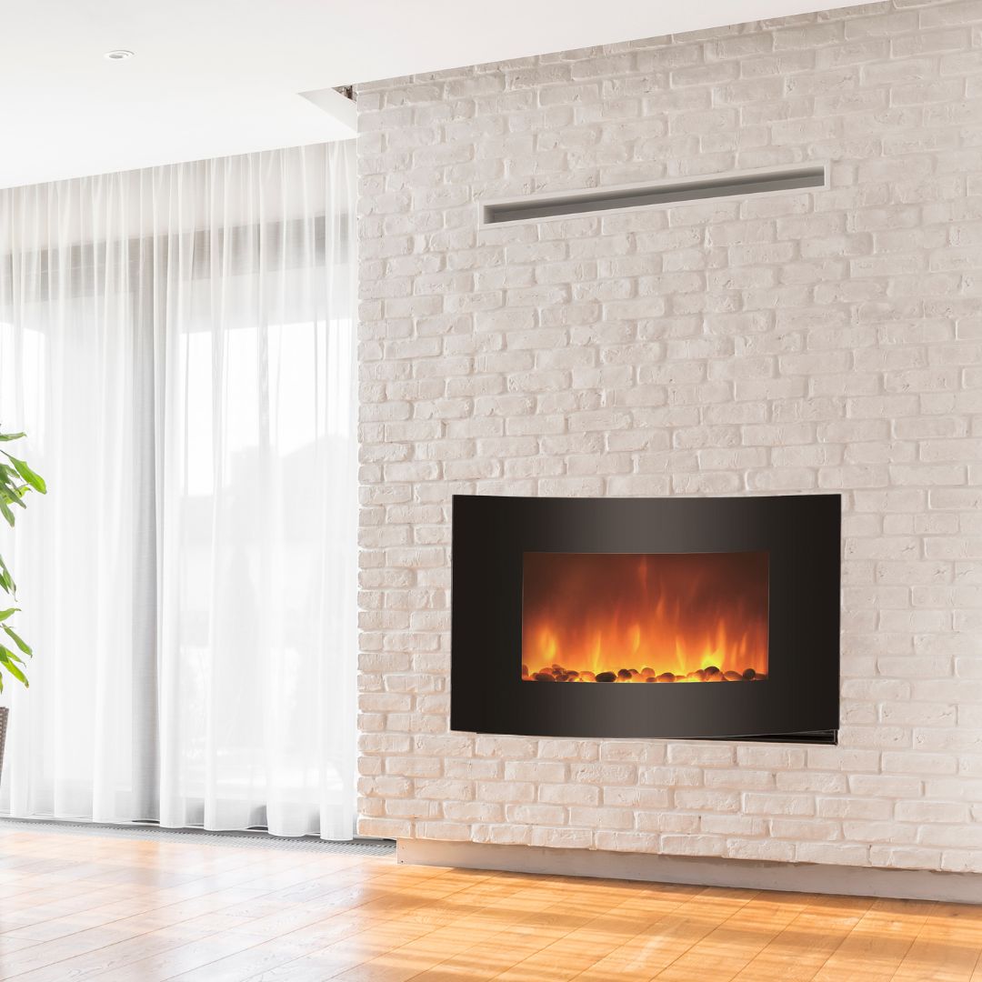 Cheminée Électrique Multifonction avec Effet Flamme, Puissance Réglable et Lumière RGB