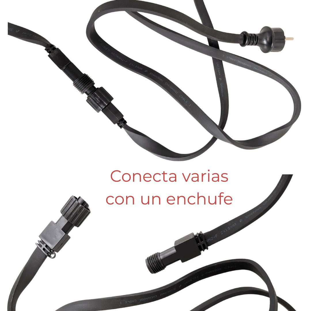 Guirnalda Exterior con 50m de Cable Goma y 50 portalámparas Estanco E27