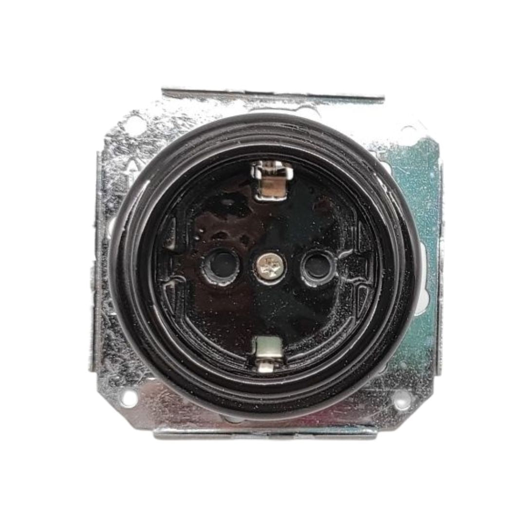 Prise encastrée vintage en porcelaine noire – 16 A 250 V