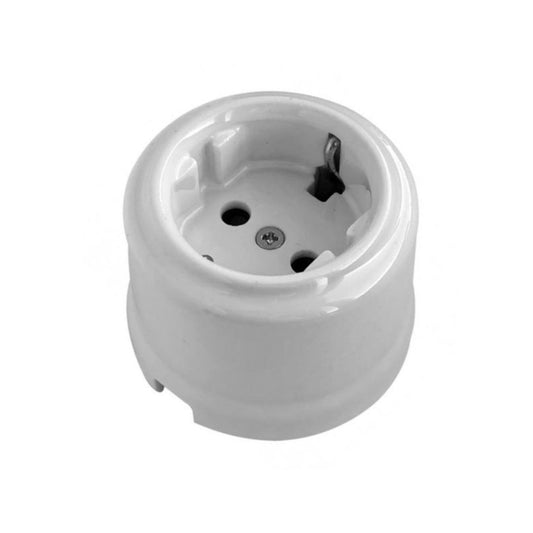 Enchufe Vintage de Superficie en Porcelana Blanca – 16A 250V