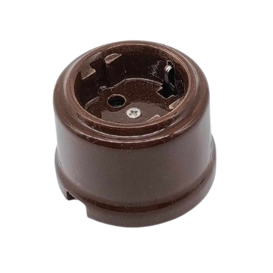 Prise de courant en porcelaine marron vintage – 16 A 250 V