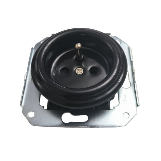 Enchufe Vintage Empotrable en Porcelana Negra – Tipo E Francés 16A 250V