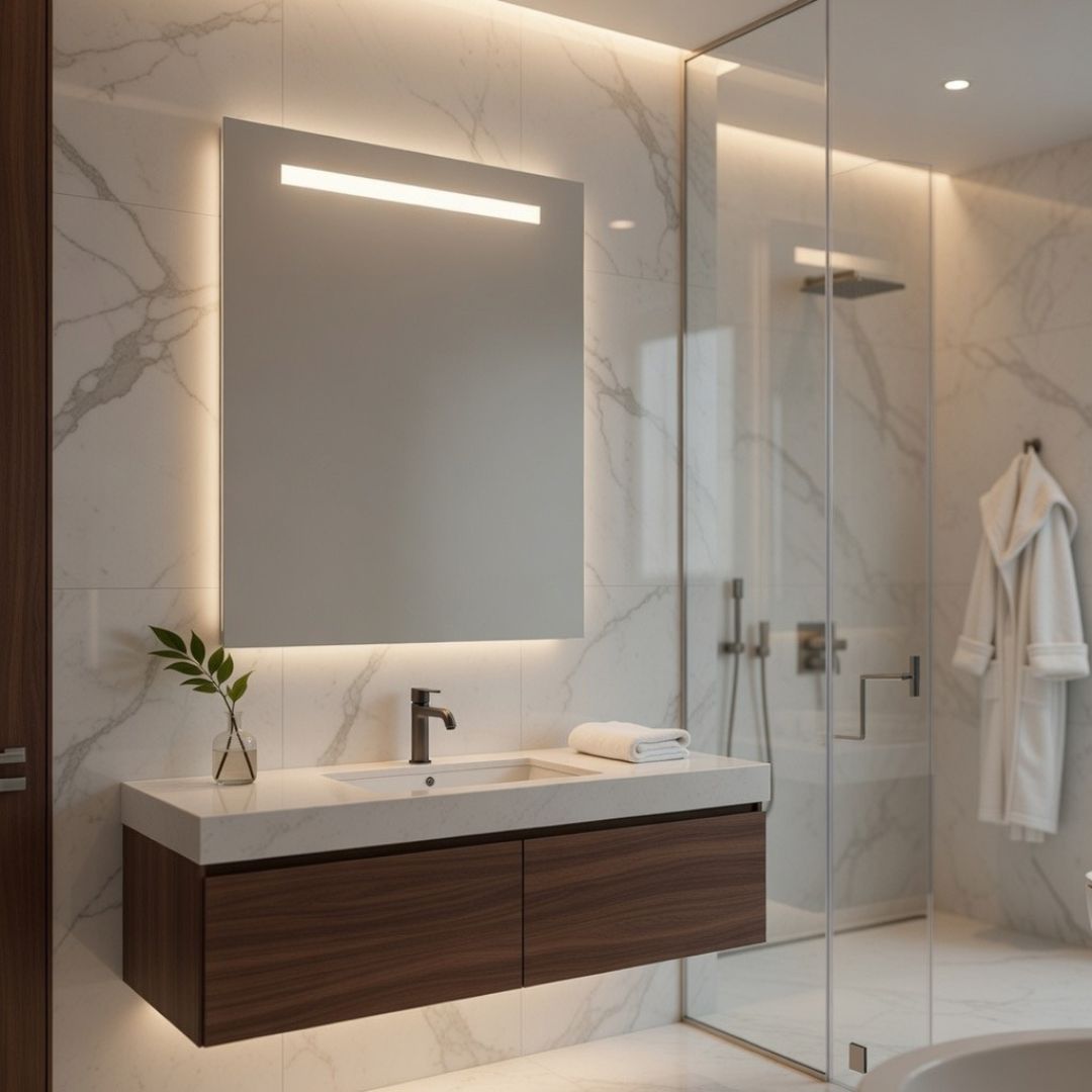 Espejo LED Rectangular 60x80 cm para Baño y Tocador con Antivaho, CTT y Táctil