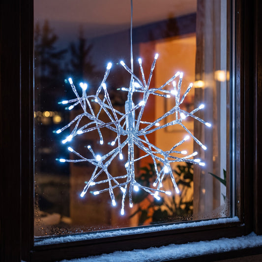 Estrella colgante de 50 cm con 120 LED blanco frío para interior y exterior