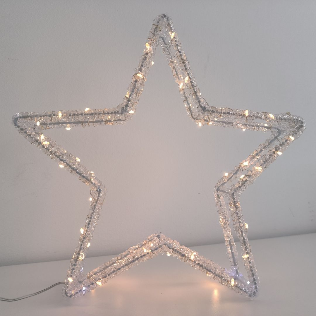 Estrela luminosa de Natal 80 Leds Luz Quente 3000k e 10 Leds Flash Efeito Luz Azul