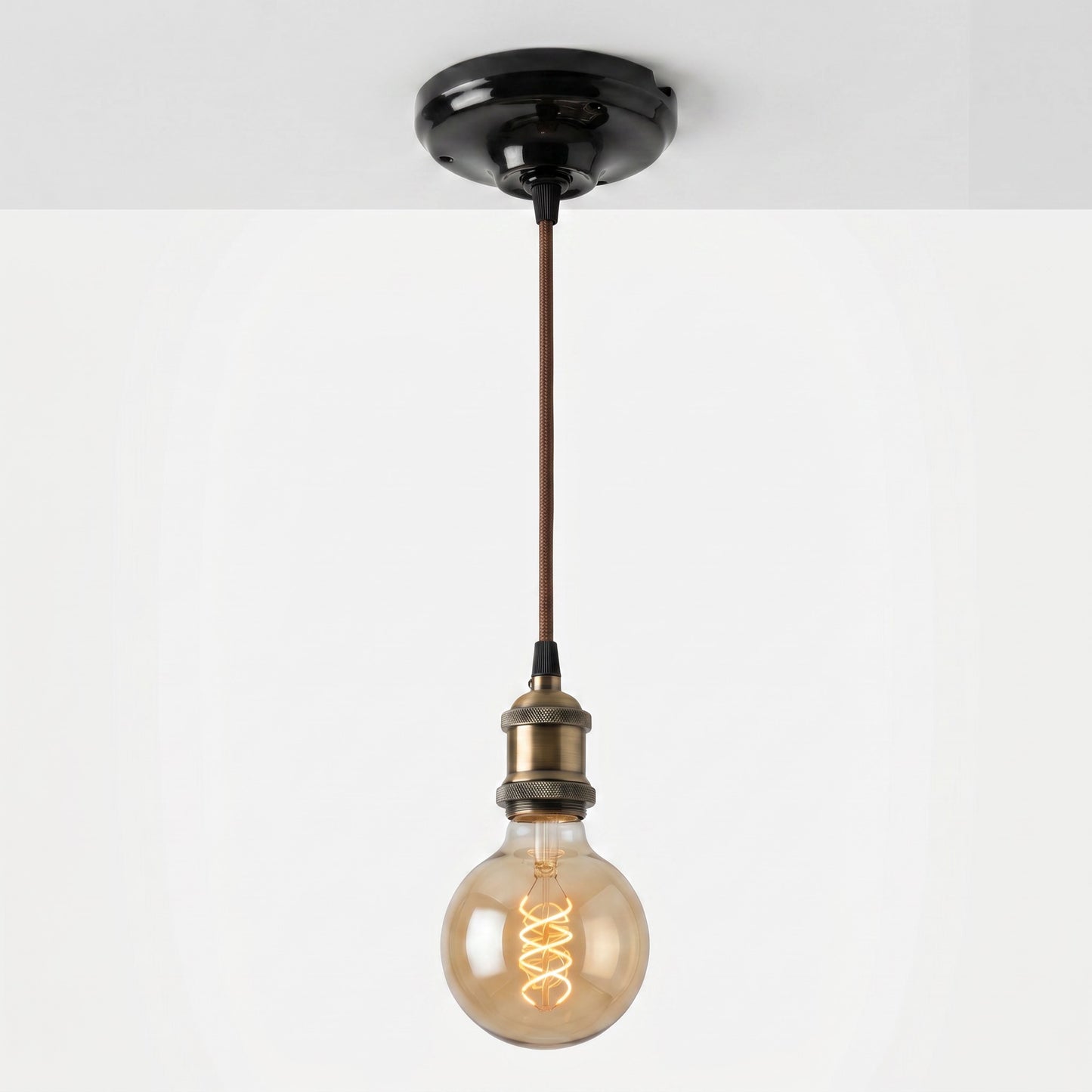 Florón de porcelana rústico para instalación eléctrica – Blanco, negro y marrón