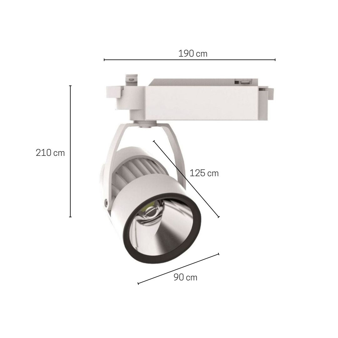 Foco Led 4 Vias Trifásico 30w 3000k, até 3 Luzes