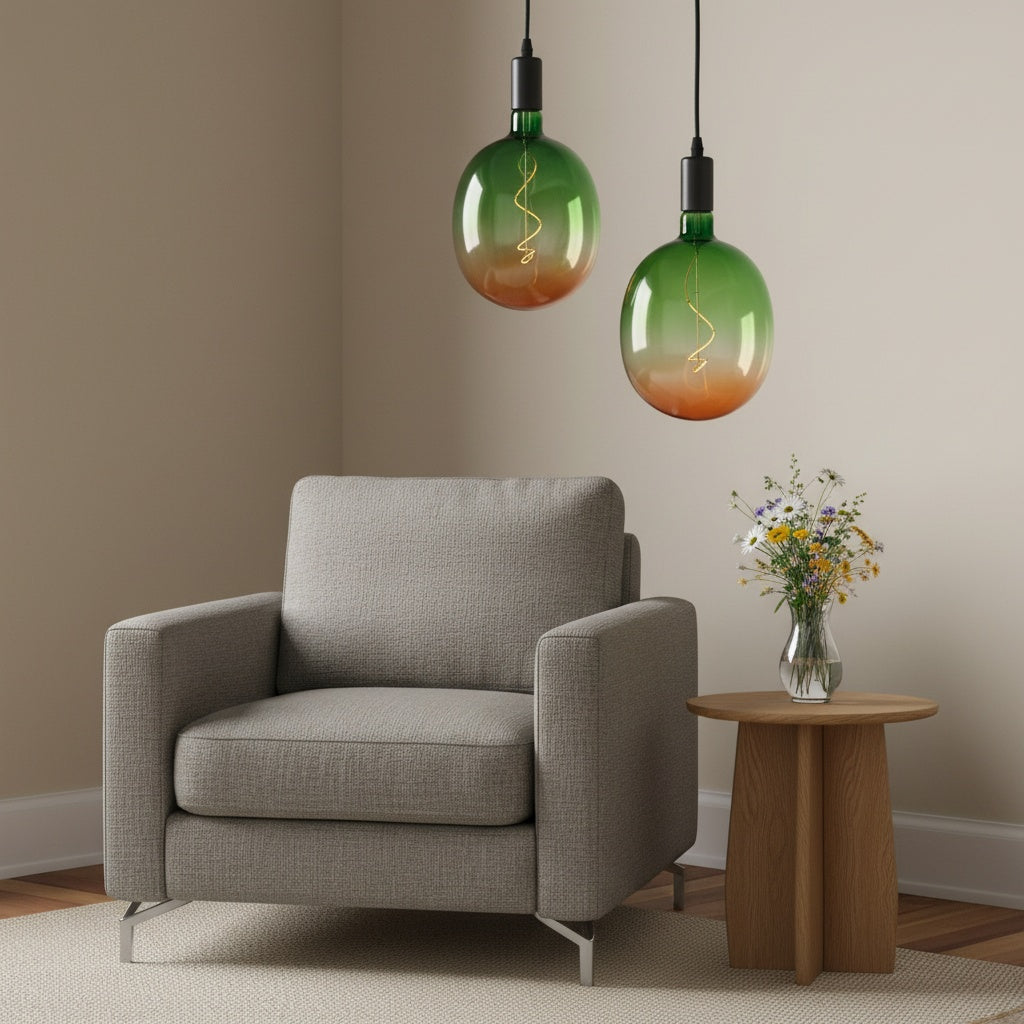 Bombilla Decorativa Filamento Led E27 4w 1800k Óvalo Degradado Verde y Naranja