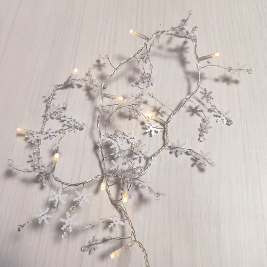 Guirnalda LED con Copos de Nieve – Luz Cálida 0,9 m