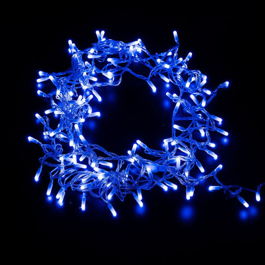Guirlande lumineuse 144 LED bleues – 15 m avec câble transparent, intérieur uniquement IP20