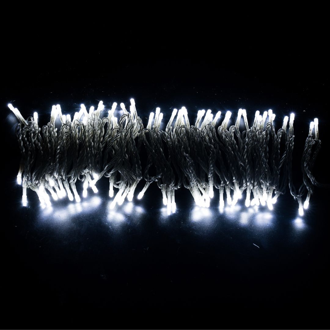 Garland 144 LEDs brancos para exterior IP44 com cabo de borracha