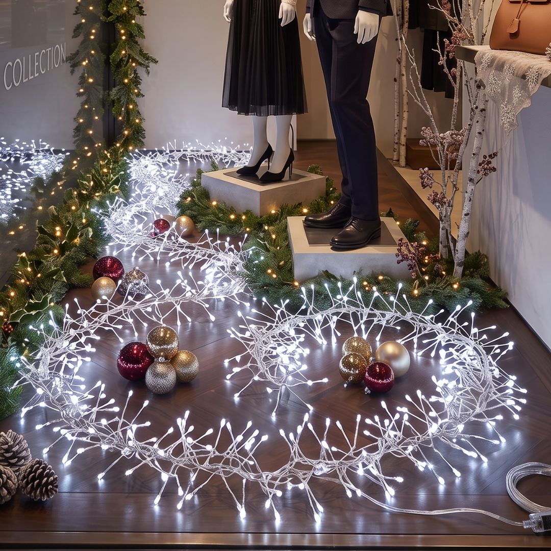 Guirlande 600 lumières LED lumière blanche froide intérieure et extérieure