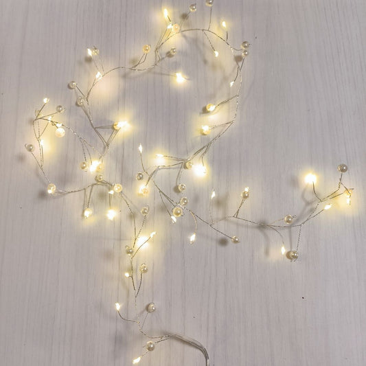 Guirnalda LED con Perlas Blancas – 40 Luces Cálidas 1,2 m