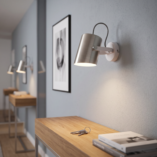 Aplique de Pared Interior Orientable de Aluminio Blanco y Plata · E27