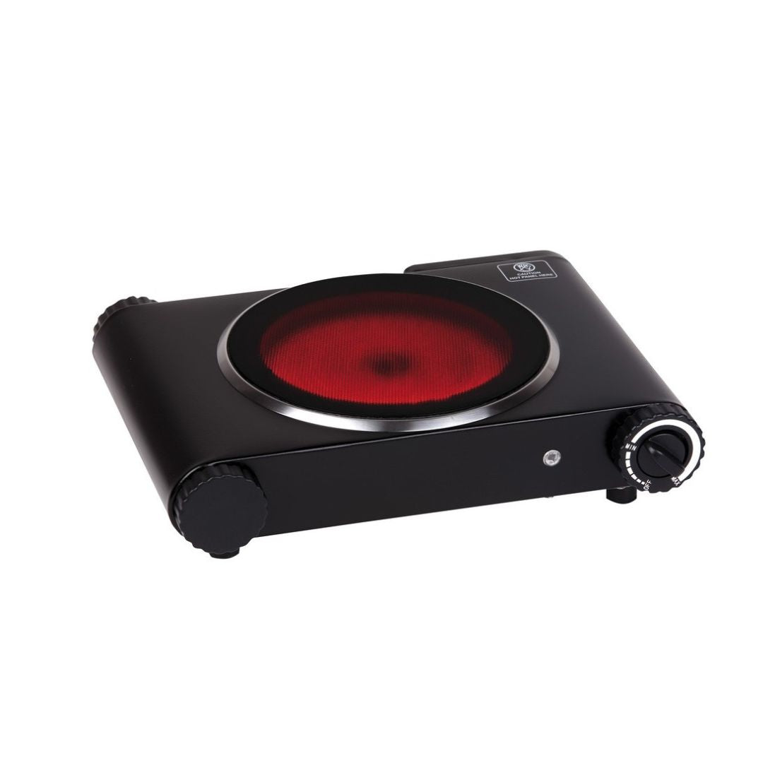 Hornillo Eléctrico Vitrocerámico 1 Placa 1200W – Portátil, Negro