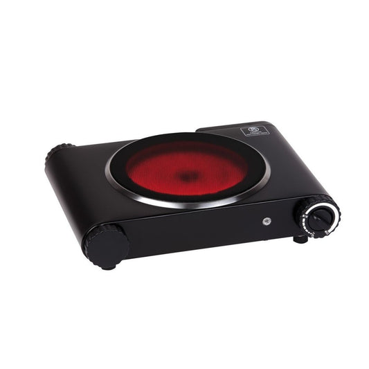 Hornillo Eléctrico Vitrocerámico 1 Placa 1200W – Portátil, Negro
