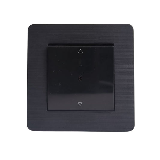 Interruptor de Persiana Empotrar Negro Brillante con Marco Rallado-Serie Selene