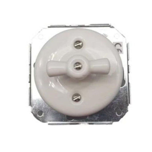 Interruptor Conmutador de Empotrar Vintage en Porcelana Blanca
