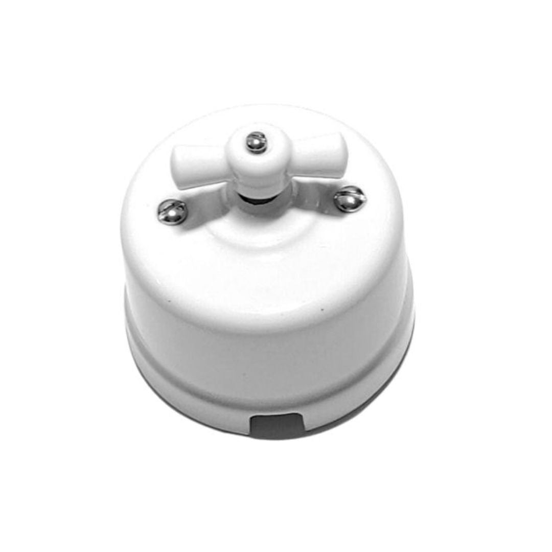 Interruptor Conmutador Vintage de Porcelana Blanca | Superficie y Estilo Retro
