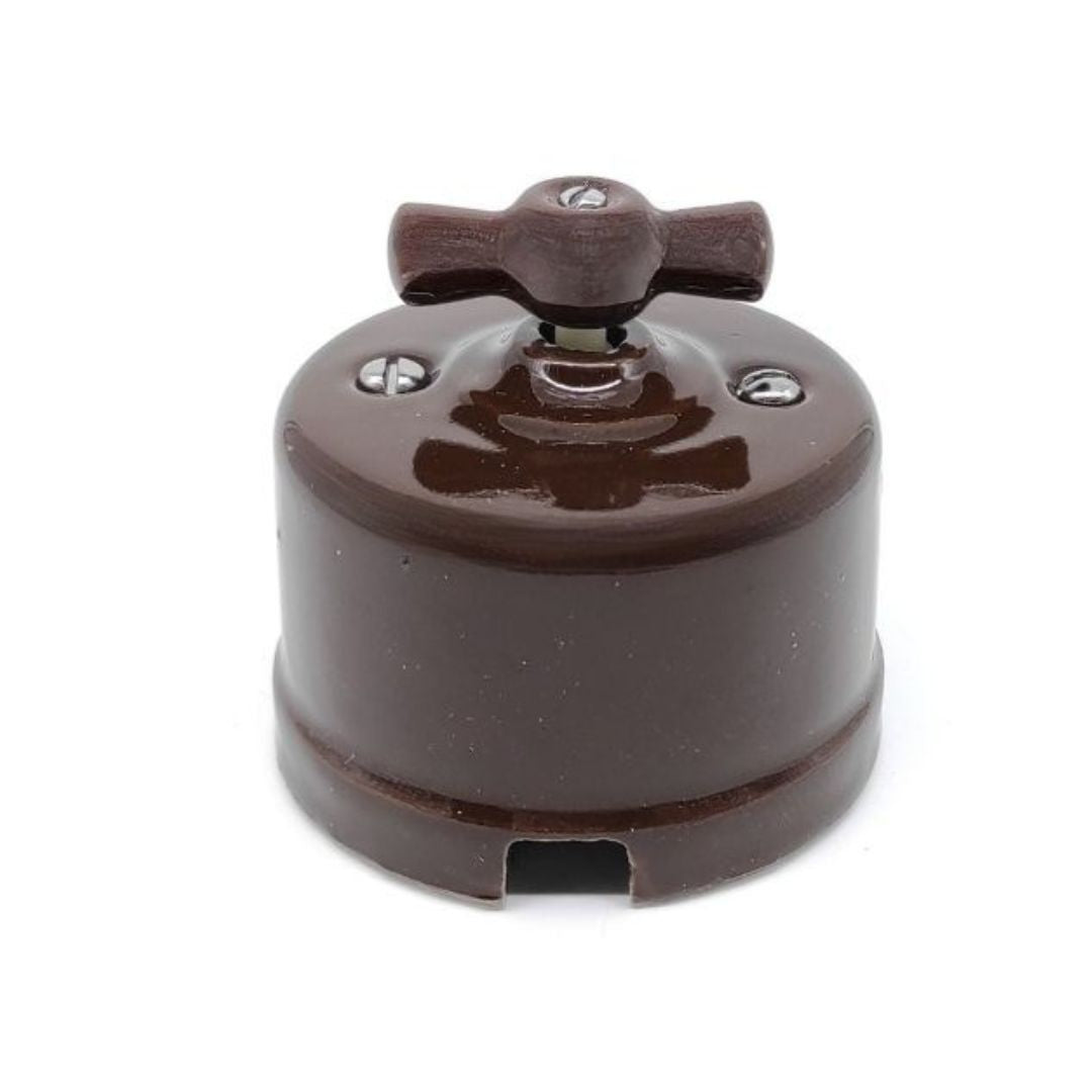 Interruptor Cruzamiento Superficie de Porcelana Marrón 10A 250