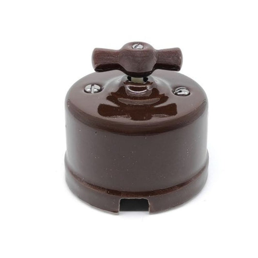 Interruptor Cruzamiento Superficie de Porcelana Marrón 10A 250
