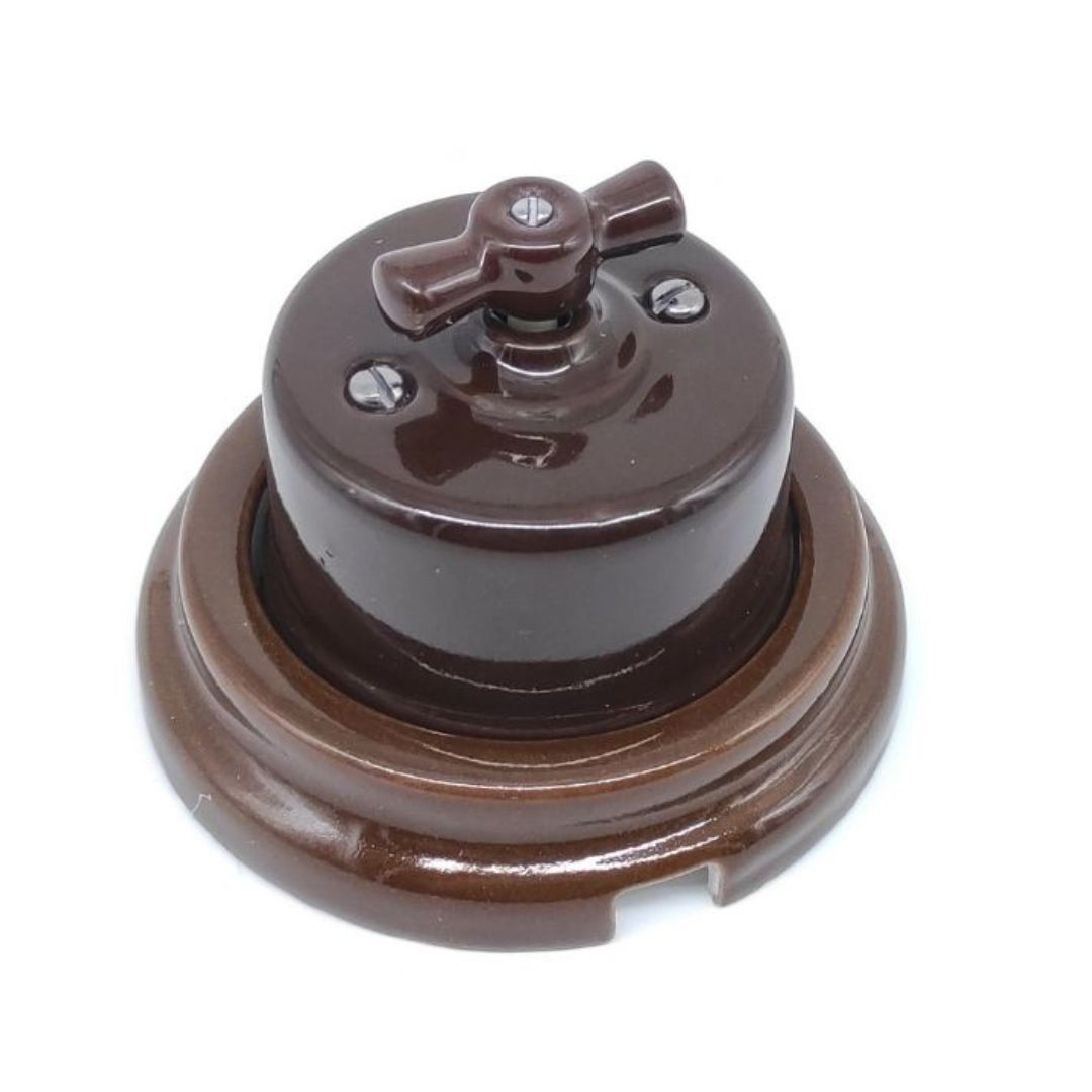 Interruptor Cruzamiento Superficie de Porcelana Marrón 10A 250