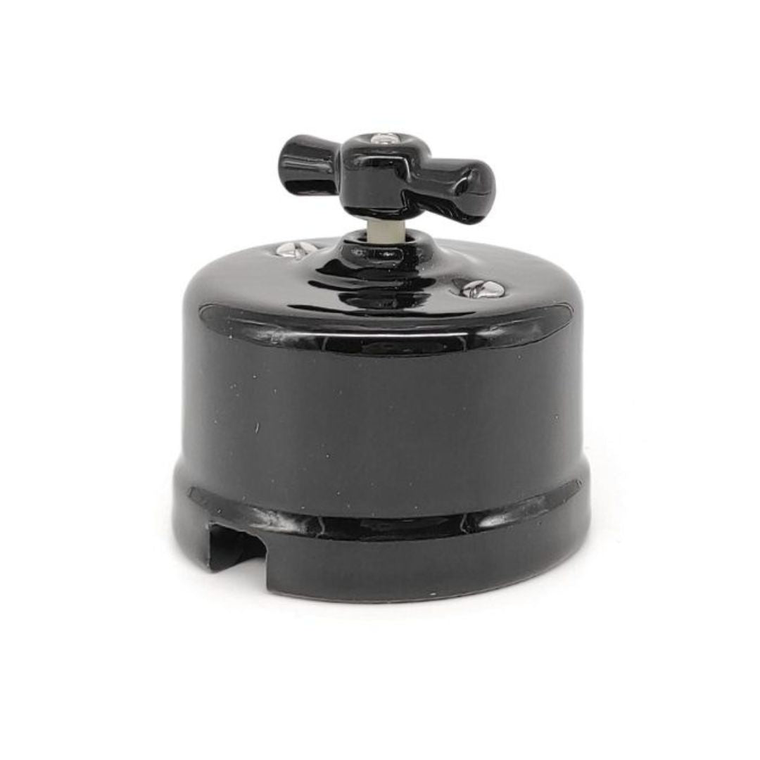 Interruptor Cruzamiento Superficie de Porcelana Negro 10A 250V