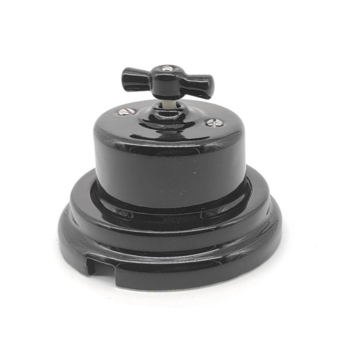 Interruptor Cruzamiento Superficie de Porcelana Negro 10A 250V