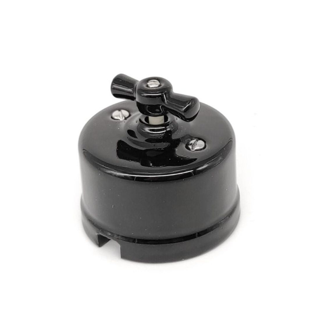 Interruptor Cruzamiento Superficie de Porcelana Negro 10A 250V
