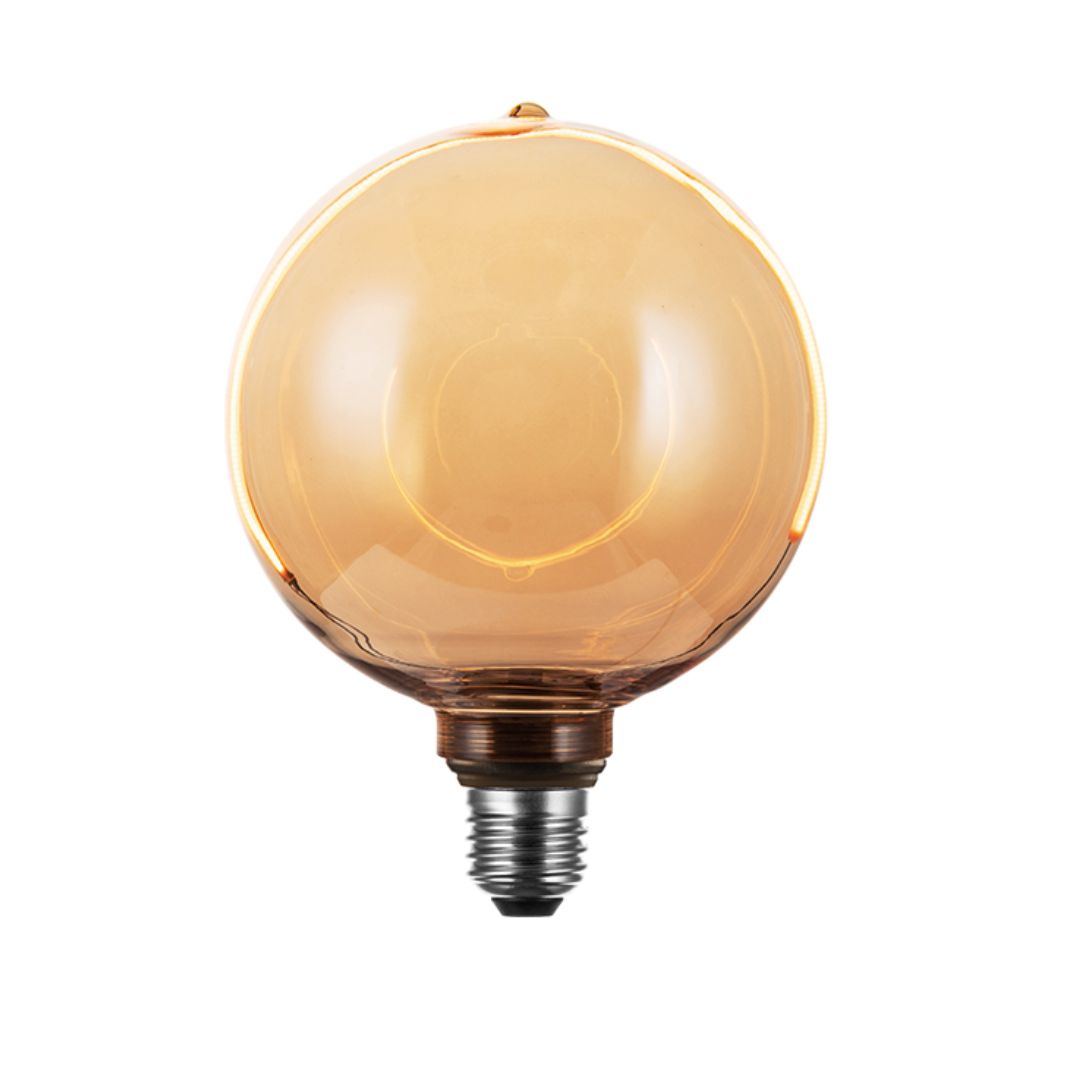 Bombilla Decorativa LED E27 3W Ámbar 1800K - Diseño Circular Luminoso