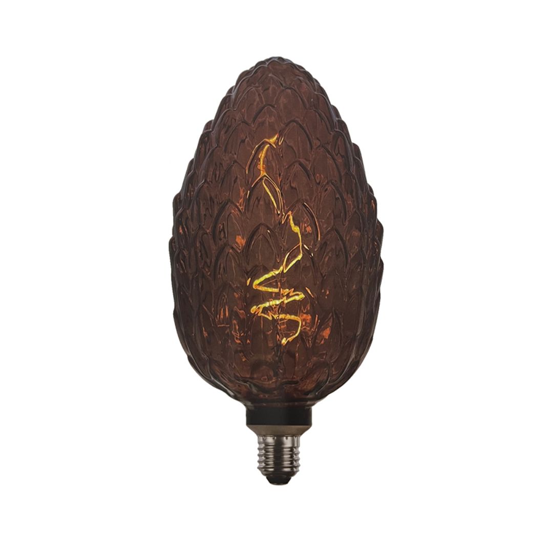 Bombilla LED Decorativa E27 4W 1800K Filamento Piña Cristal Marrón